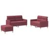 3 Piece Sofa Set with Cushions Burgundy Fabric