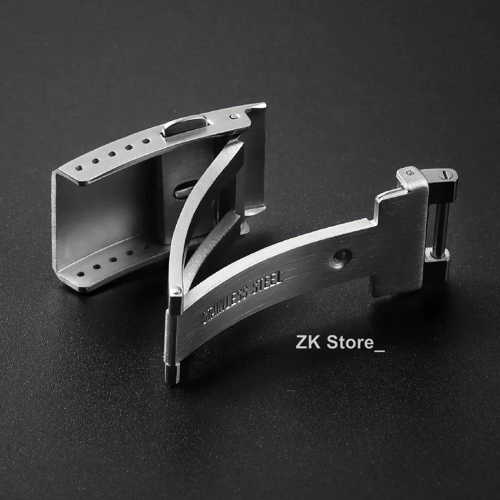 Chiusura per orologio Watchdives 9mm*16mm Argento Pieghevole di Sicurezza Fresata Ricambio Acciaio Inossidabile Fibbia Deployante per Orologio