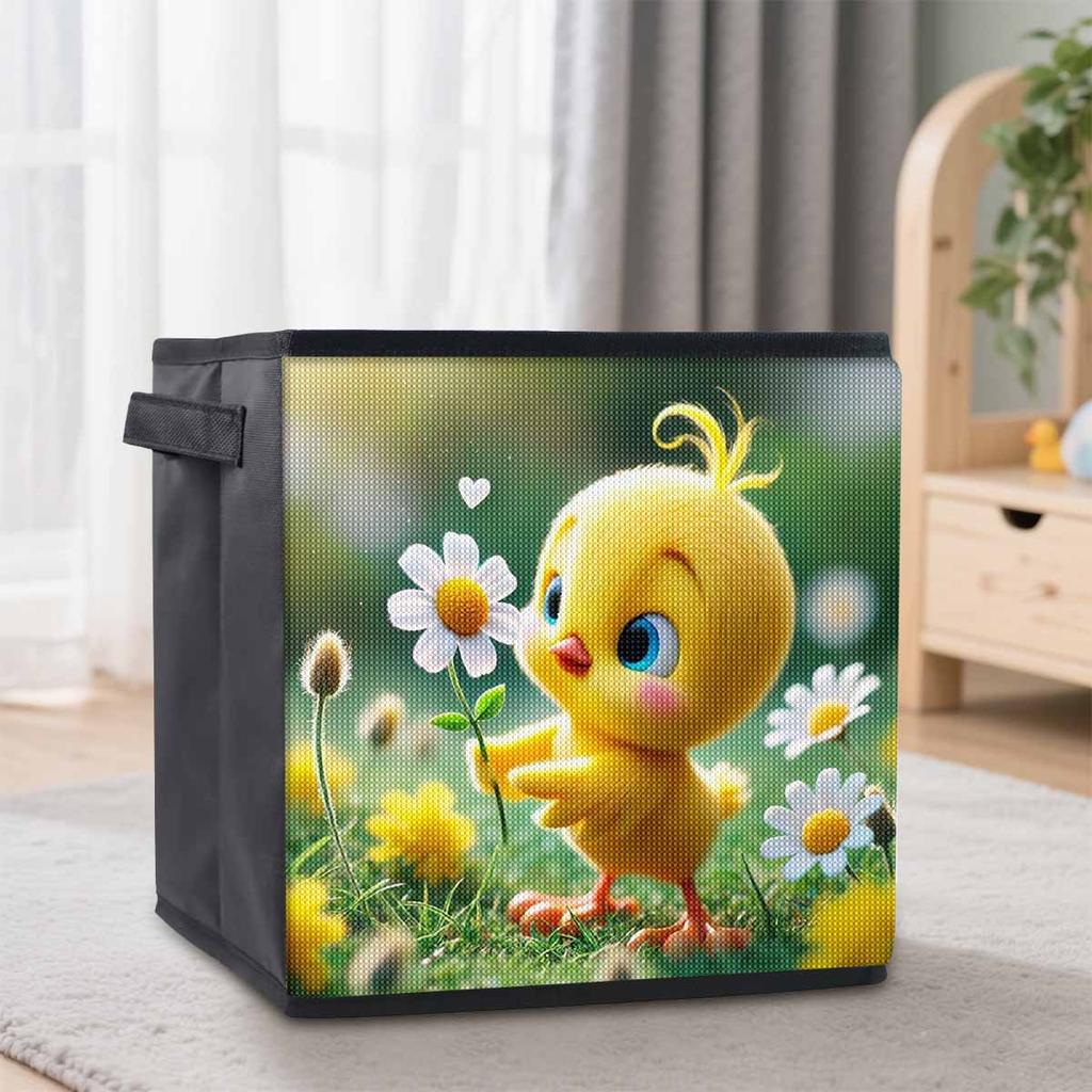 Little Yellow Chicken and Flower 5D Diamond Painting Storage Basket Full Round Drill Mosaic Diamond Embroidery Cross Stitch Kits Home Decor Home Decor