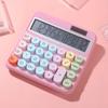 Mechanical Calculator 12 Digit Large LCD Display Big Round Button 15 degrees Tilt Screen Cute   Colored Dual Power Supply Calculator Suitable for