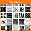 Elegant Black And White Geometric Cushion Cover For Stylish Home Sofa Decor