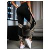 Women's High Waist Sports Leggings, Leopard Print, Black, Elastic, Comfort Fit