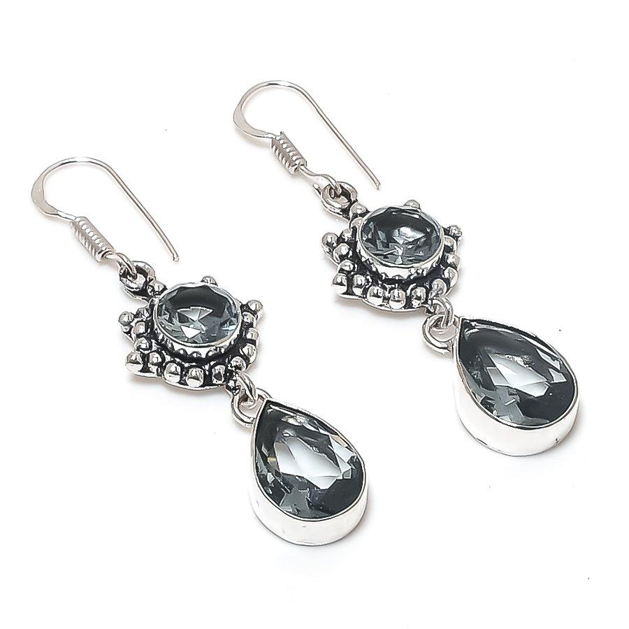 

Натуральный черный шпинель драгоценный камень ручной работы серьга из стерлингового серебра 925 пробы 2,17 s2E91