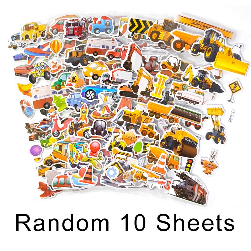 Vehicle Style 3D Puffy Sticker 5/10/15/20 Sheets Scrapbook Bubble Stickers Birthday Festival Gift Rewards Student Stationery ZYF
