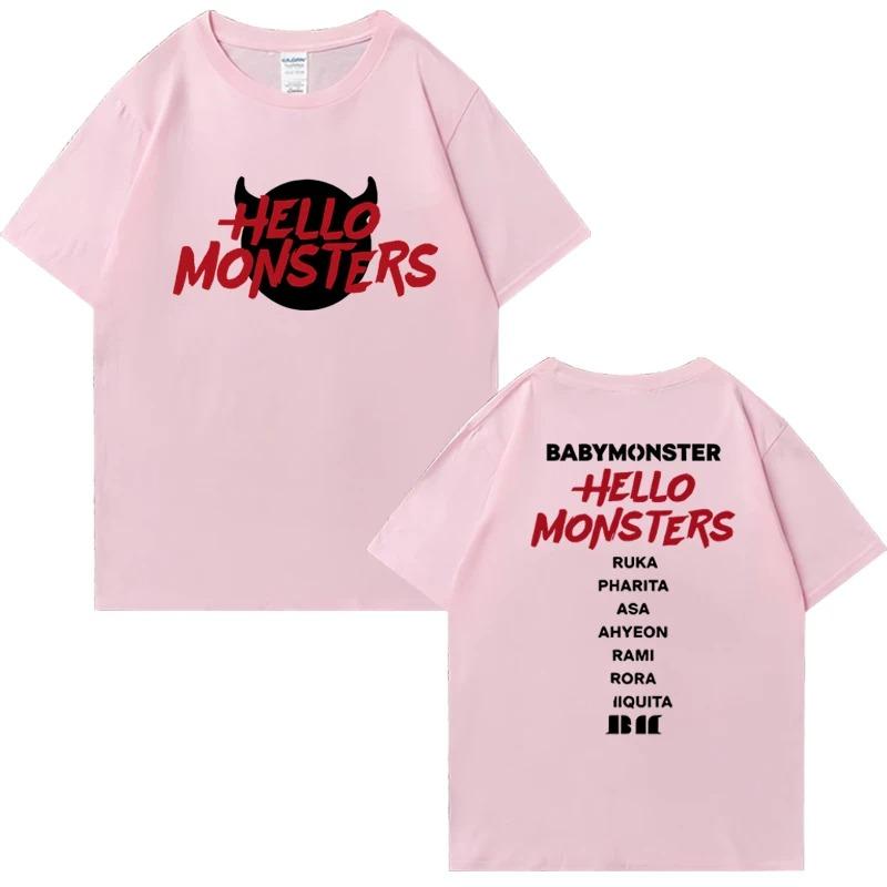 Popolari Magliette Babymonster Hello Monsters World Tour 2026 Nuove Unisex Vintage Abbigliamento in Cotone Uomo Donna Maglietta a Maniche Corte