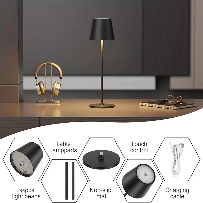 Wireless LED Table Lamps 3 Levels Dimmable Touch Night Light USB Rechargeable Led Desk Lamp For Room Study Office Bars Coffee