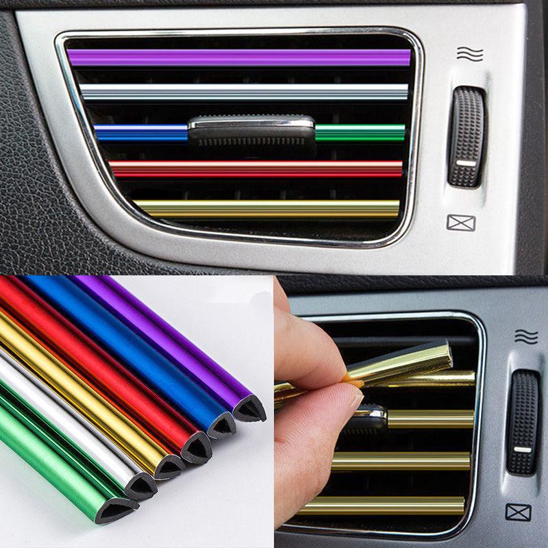 10 Pcs Car Air Conditioner Outlet Decorative Soft Strip Accessories Auto Interior Grille Decorative Strip Universal U-Shaped