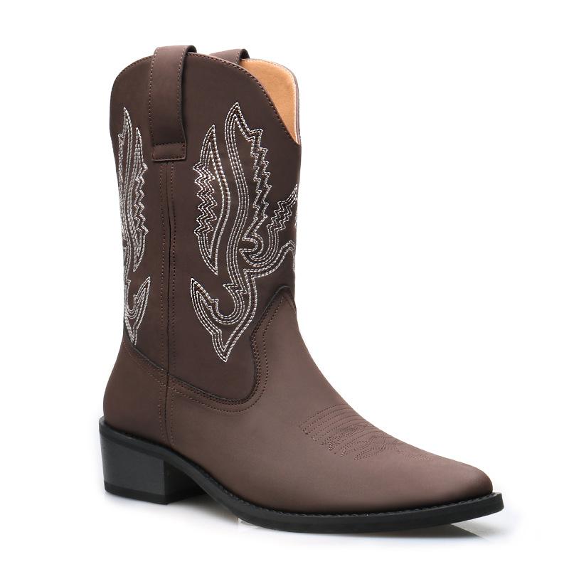 

890 Cowboy Boots Foreign Trade Large Size Boots Men s High Boots Embroidered Western Cowboy Knight Boots 47 темно-коричневого кольору