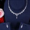 Korean Style AAA Zircon Earrings & Necklace Set for Weddings & Evenings