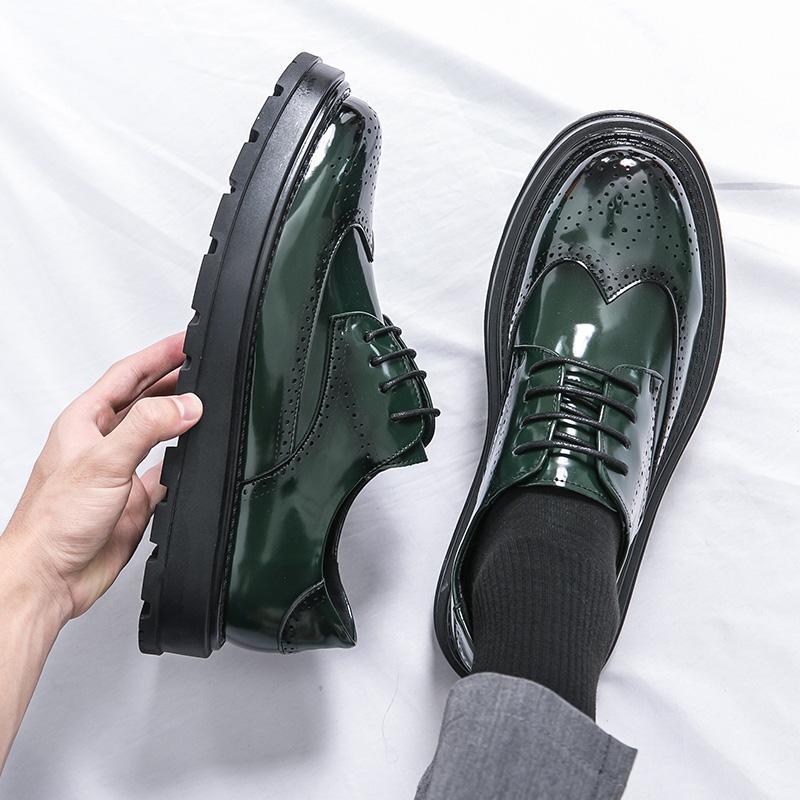Men's New Style Formal Brogue Leather Shoes - Large Size Casual Wedding Groom Shoes