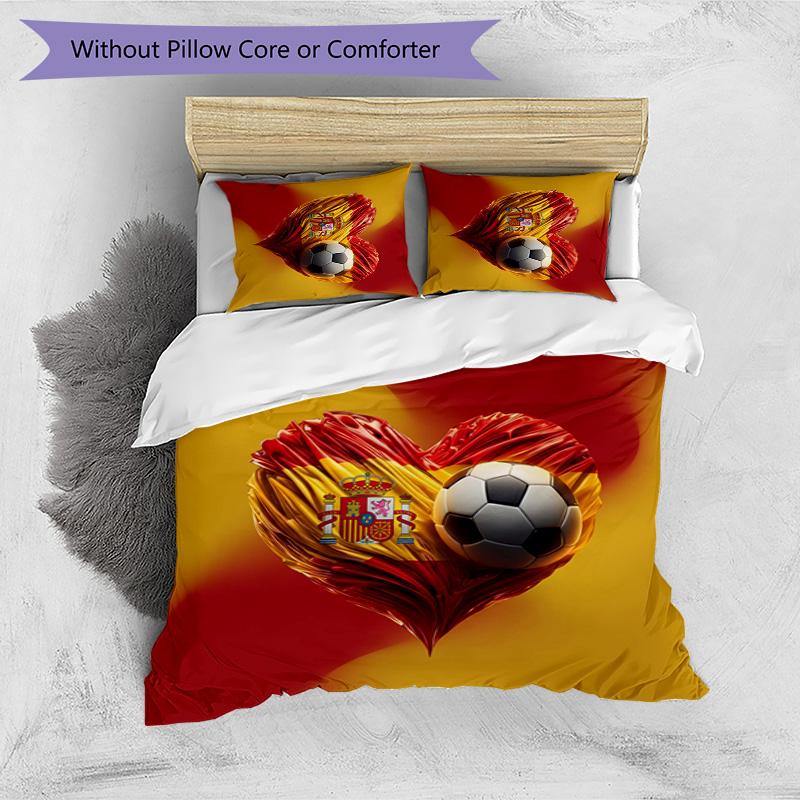 Ensemble de literie imprimé football Espagne 3 pièces Ensemble de couvre-lit douillet respirant comme cadeau de pendaison de crémaillère / de vacances