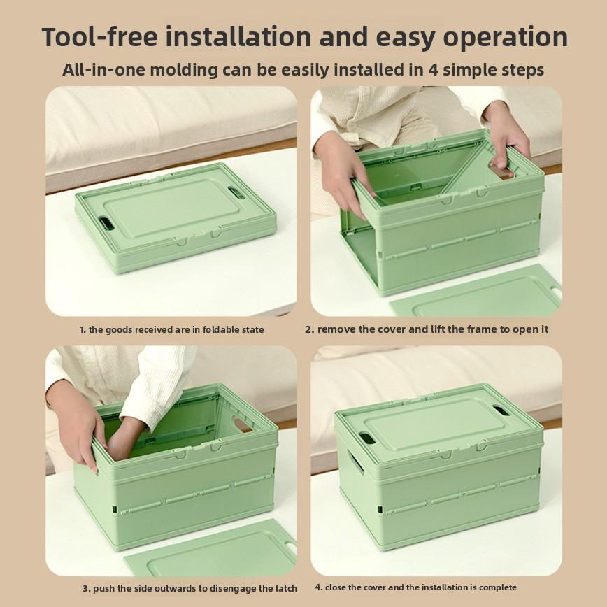 Portable Foldable Plastic Storage Box With Lid Household Hand Organizer Container Dorm Books Toys Sundries Storage Bin