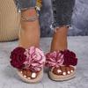 Women's Fashionable Slippers Multi-Color Large Flower Student Vacation Beach Lightweight Non-Slip Wear-Resistant Flat Shoes