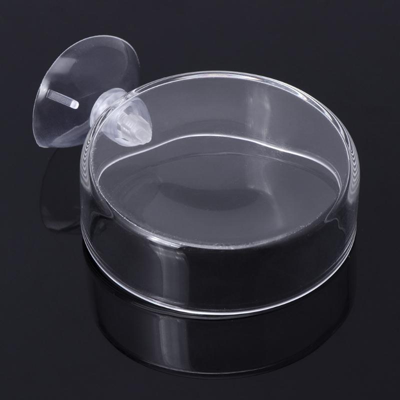  Shrimp Feeding Dish with Sucker Glass Bowls Round Tray Aquarium Fish Feeder