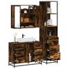 3 Piece Bathroom Furniture Set Smoked Oak Wood Based Material
