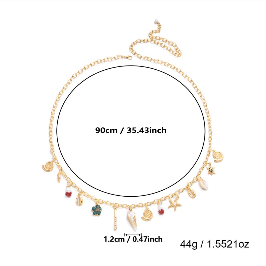 Summer Marine Element Pendant Waist Chain for Women Bohemia Starfish Shell Conch Turtle Belly Chain Vacation Bikini Body Jewelry