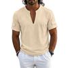 Chemise Polo Henley Casual à Manches Courtes et Col en V pour Homme Tissu Léger Respirant Haut d'Été
