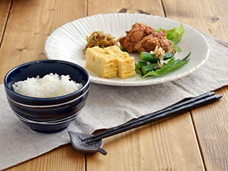 Japanese tableware set of spiral couple rice bowls and chopsticks pair Tableware set Rice bowls x Wrapping paper 6-piece bowls, (white navy)