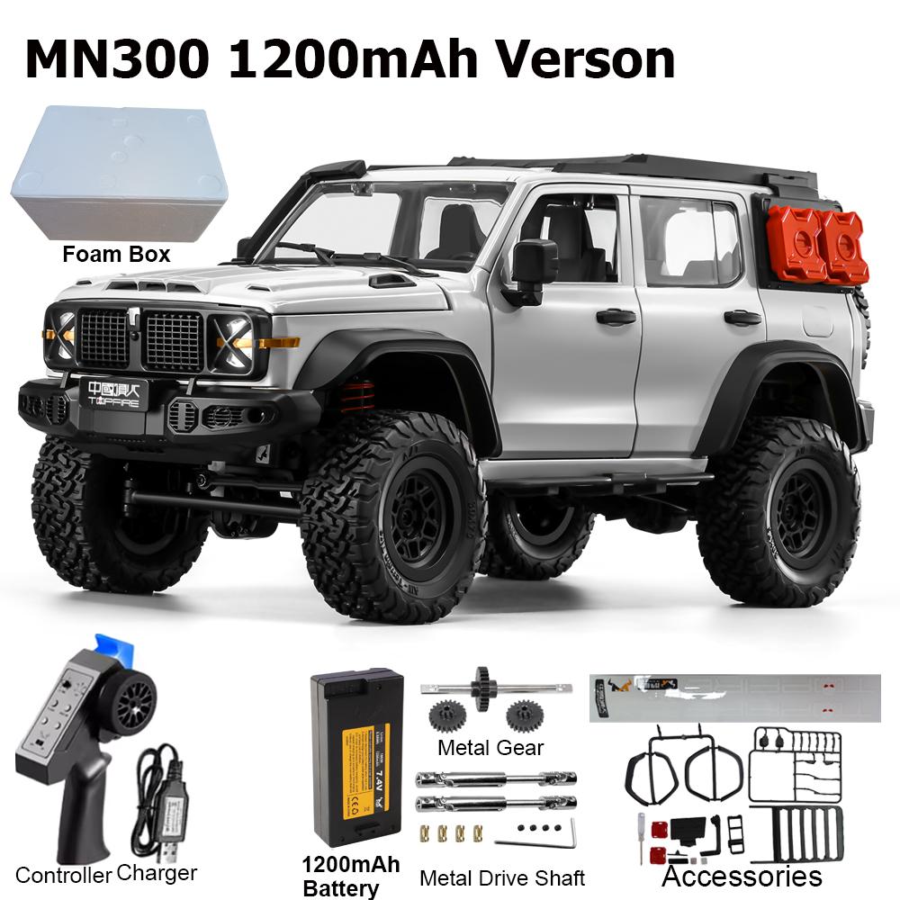 MN300 1/12 RC Car 2.4G Remote Control Car Off-road Climbing 4WD RC Crawler LED Light Truck 60mins Working RC Toy As Hobby Gift