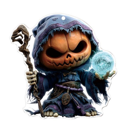 Car Mirror Hanging Accessories Spooky Pumpkin Man 2D Acrylic Rear View Mirror Pendant Flat Auto Interior Halloween Decoration for Car Backpack
