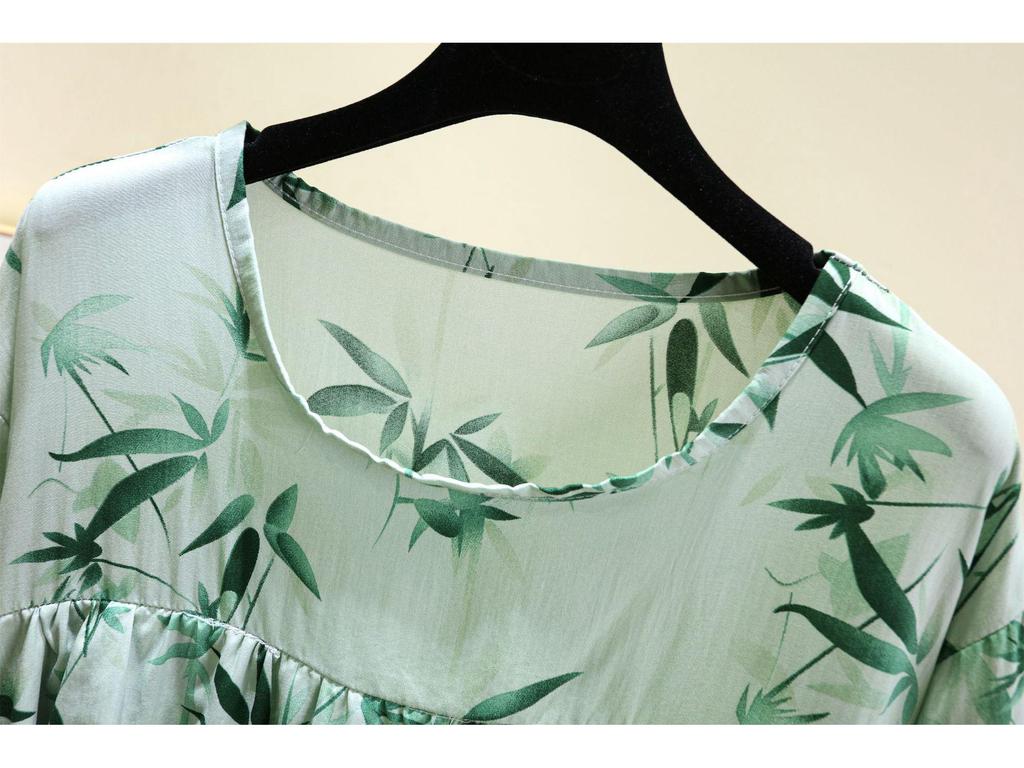 Elegant Slimming Leak-Proof Print Skirt Dress - Plus Size Women's Mid-Length Summer Wear