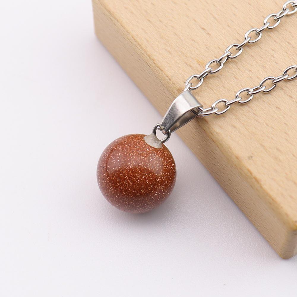Natural Crystal Stone Sphere Pendant, 14mm, Melon Seed Clasp, Single Hole DIY Necklace, N766