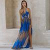 European and American Sexy Leopard Print Halter Sexy Dress, a Bohemian Pendulum Dress
