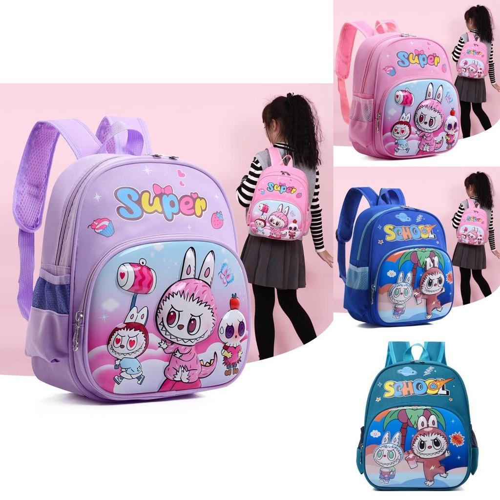 Charming Unisex Preschool Backpack In Pink Blue And Green With Cute Patterns