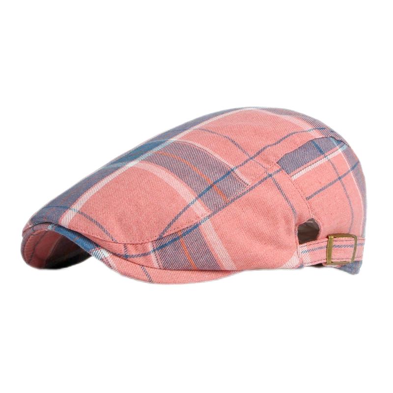 Frühling Sommer Dopamin Karomuster Baskenmütze Entenschnabel Vorwärtskappe Britischer Stil Schirmmütze Sommerhüte für Damen Herren Sonnenhüte Papa Hut Geschenk