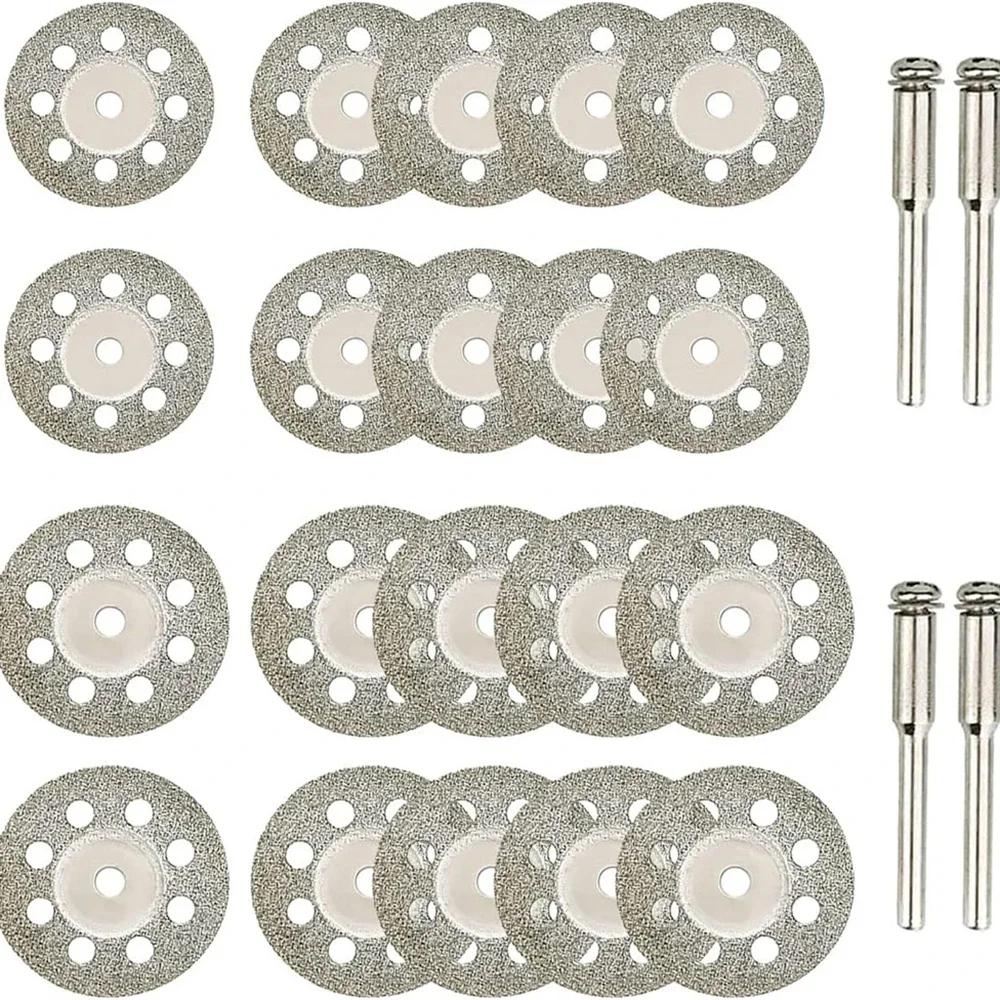 12pcs 22mm Diamond Cutting Disc 3mm Grinding Wheel Mandrel for Metal Cutting Rotary Tool Electric Grinder Parts