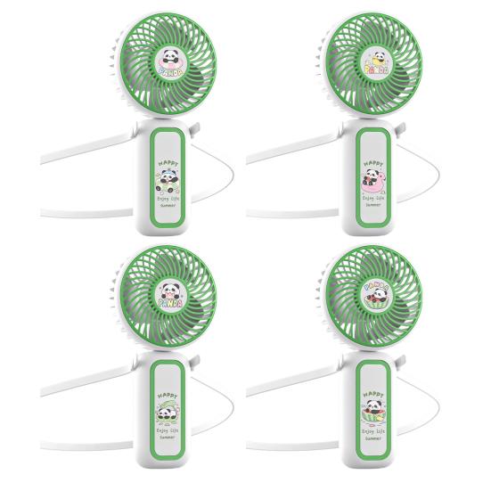 Cartoon Panda Folding Handheld Fan 3 Speed Hanging Neck Fan Portable Travel Outdoor Summer Small Personal Desk