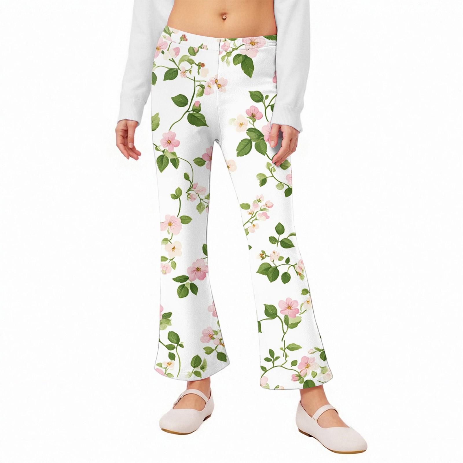 

Расклешенные леггинсы для девочек - Брюки-клеш с принтом 120