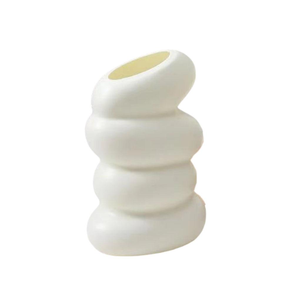 

Hot Sale Donut Shape Flower Vase Oval Wedding Decoration Home Living Room 1Pcs Plastic Flower Vase White Flat Minimalist