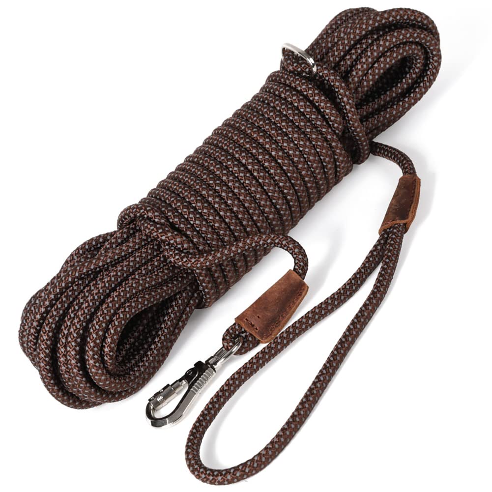 

Long leash for large round shoulder dogs, 20m, brown, rope, strap, retractable, training, lightweight, tangle-resistant. коричневый