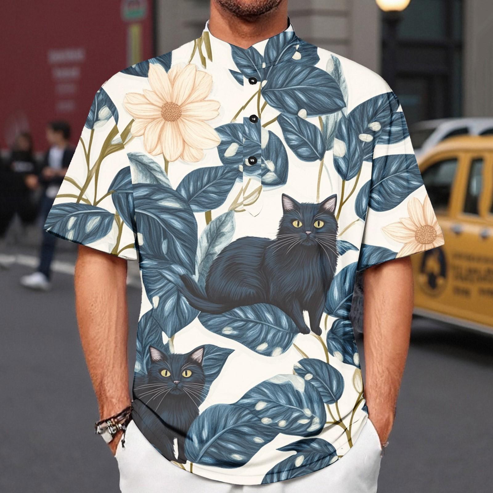 

Летний новый мужской повседневный воротник-стойка с коротким рукавом воротник рубашки XL белый