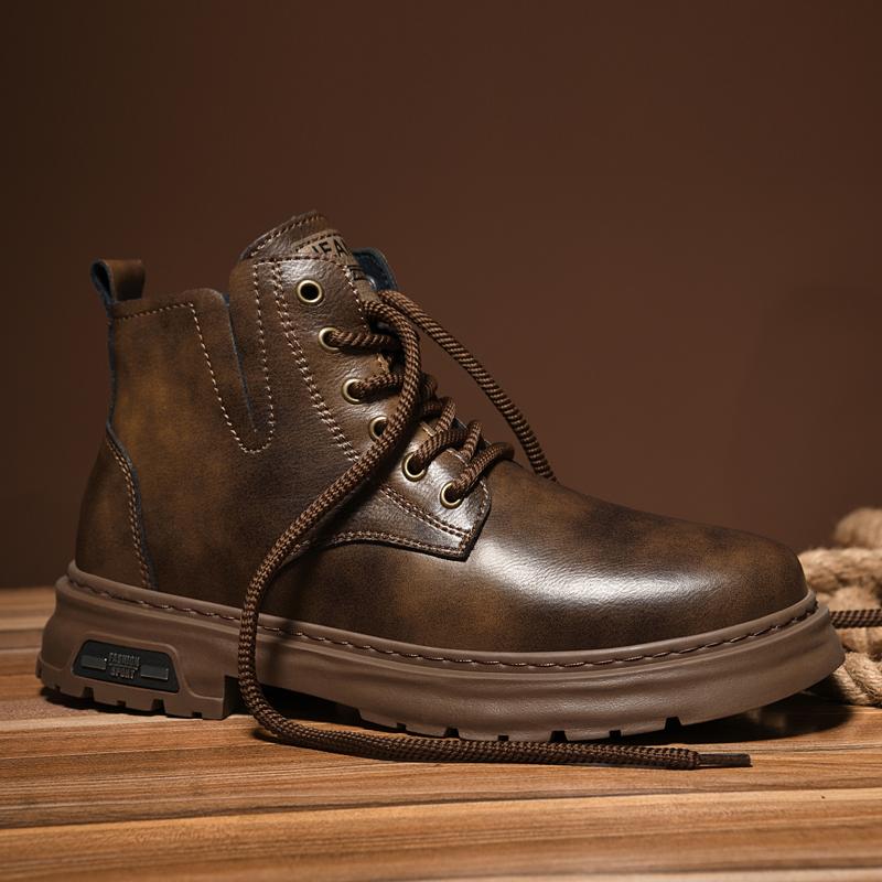 High Quality Brand Men's Outdoor Hiking Shoes Thick Soled Wear-resistant Work Boots Men's Fashionable Winter Cotton Boots