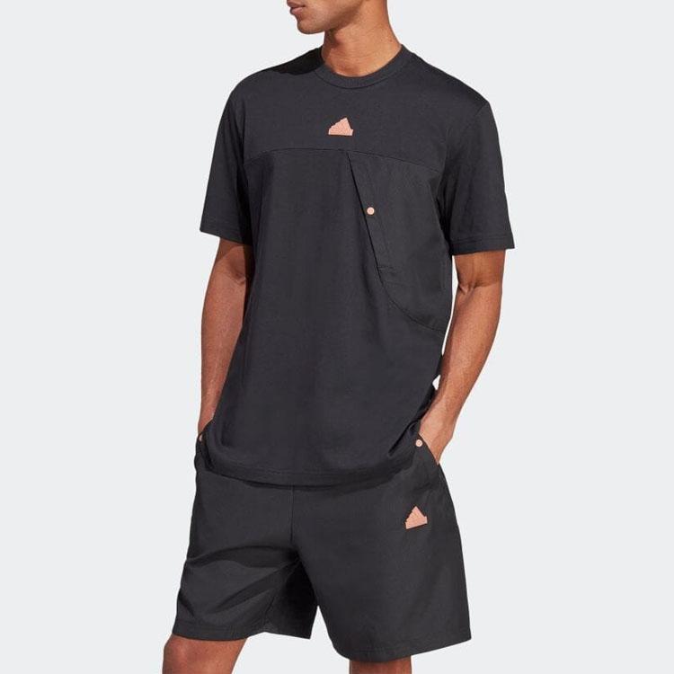 Adidas Solid Color Logo Print Crew Neck Pullover Casual Short Sleeve T-Shirt Men Tops Black IP3734