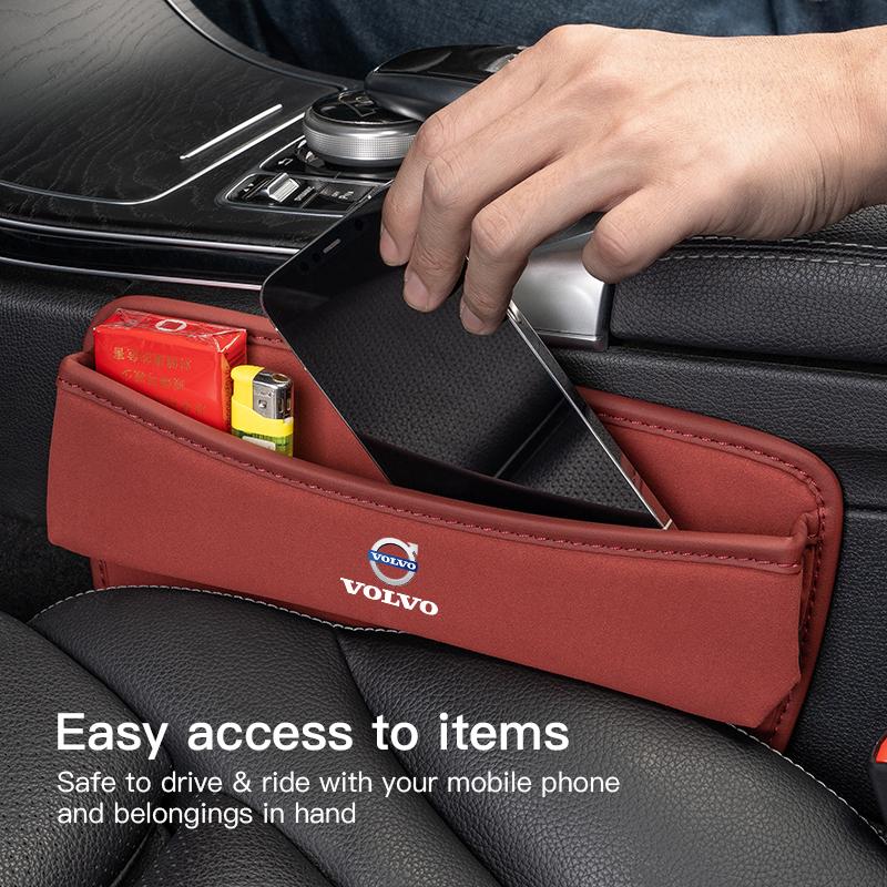 Car Seat Gap Storage Box Suede Organizer Case For Volvo V60 V40 XC90 S60 C30 XC60 V50 V70 S90 Olestar AWD XC40 S80 Auto Supplies