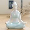 Ornaments Handmade Ceramic Handicrafts Tea Pet Owners Character Ornaments Furnitures Girl Yoga Ornaments Pure White Porcelain