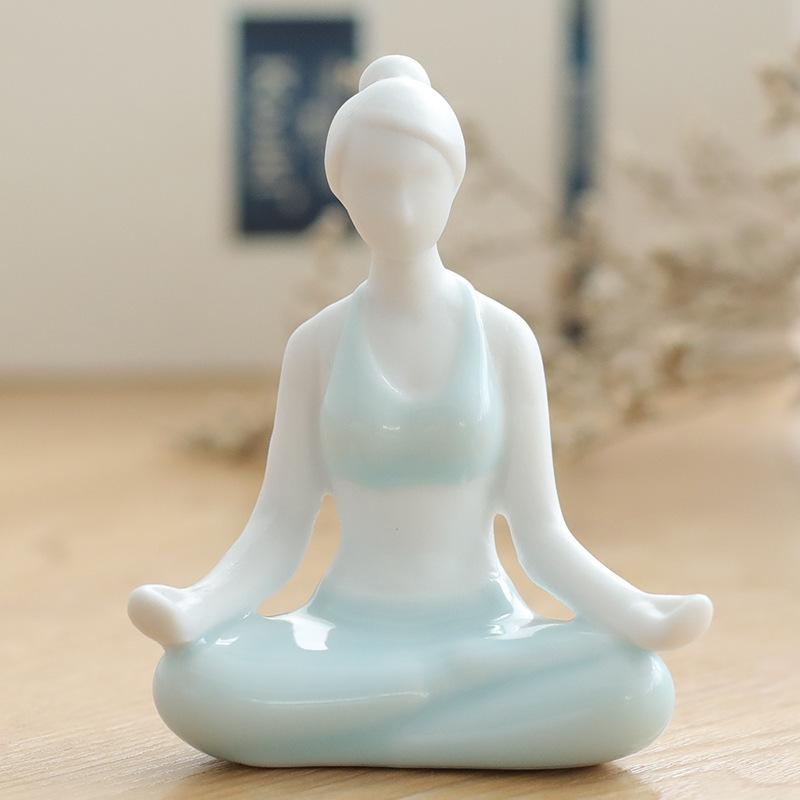 

Ornaments Handmade Ceramic Handicrafts Tea Pet Owners Character Ornaments Home Furnishings Girl Yoga Ornaments Pure White Porcelain