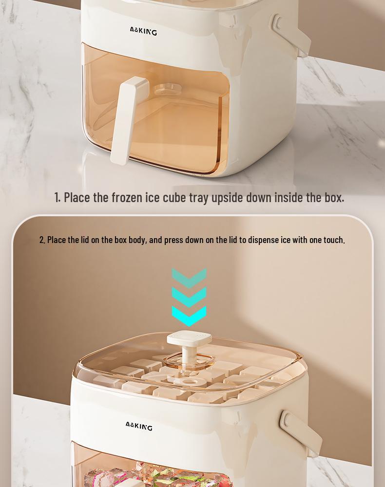One-Key Ice Tray Mold Set: Food-Grade, Convenient Ice Cube Tray & Bucket for Home Use