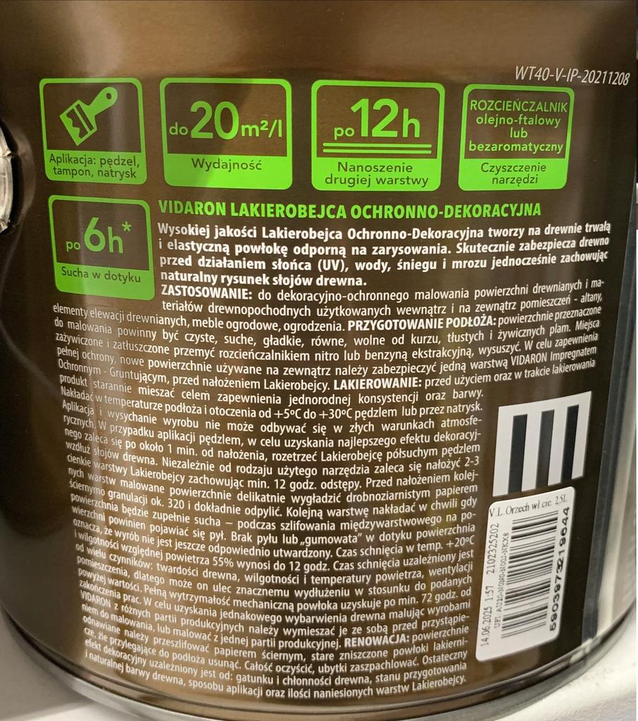 Protective and decorative varnish stain walnut 0.75l