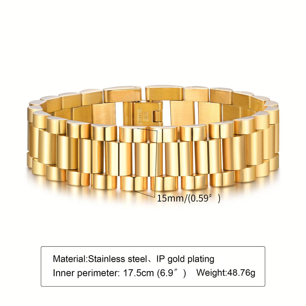 Vnox Stainless Steel Classic Watchband Bracelet For Women Men,Watch Straps Width Link Chain Bracelet Bangle,Unisex Hand Jewelry