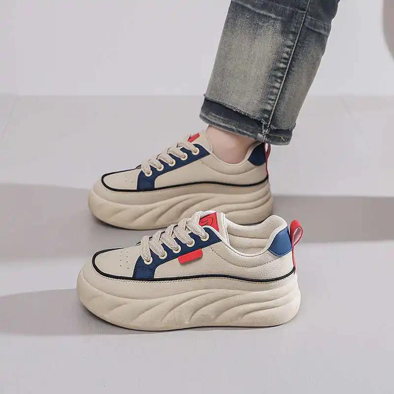 Fashion Legitimate Leather Without Heel Woman Luxury Designer Trainers Loafers Sneakers Size 46 Flat Shoes Ladies Sports Class