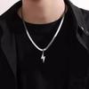 Lightning Pendant Snake Chain Men's Necklace – American Hip Hop Style, Unique Design, High-End Jewelry.