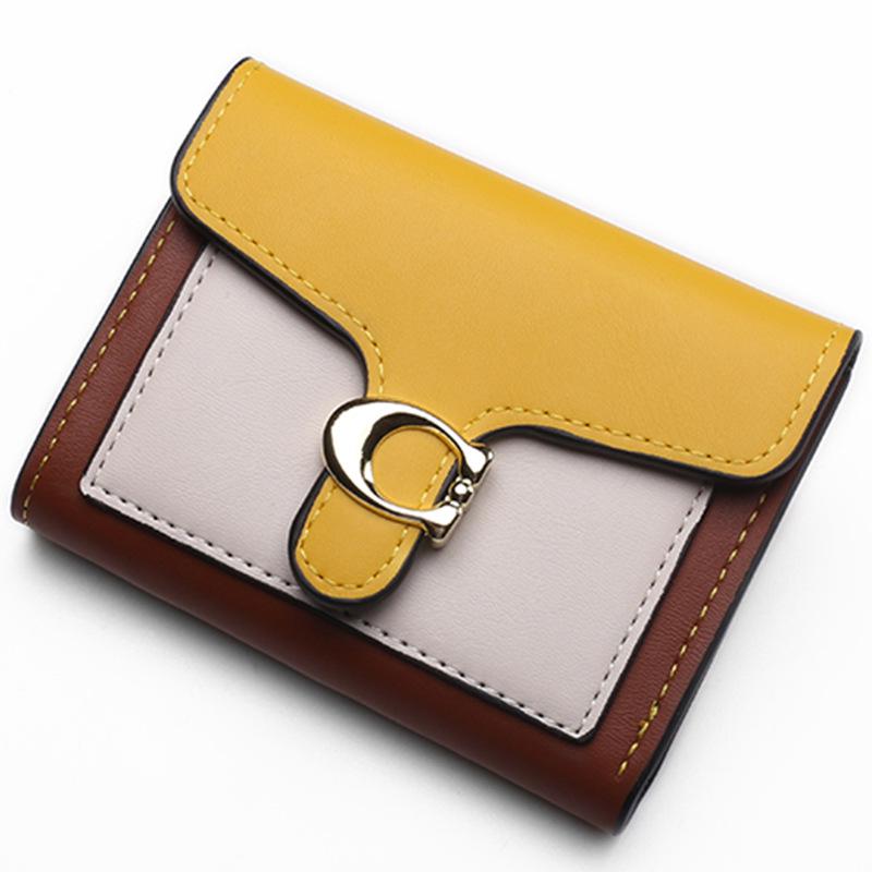 

2024 Women s Short Color Block Foldable Wallet - Versatile, Fashionable, Compact Coin Purse with Snap Closure.