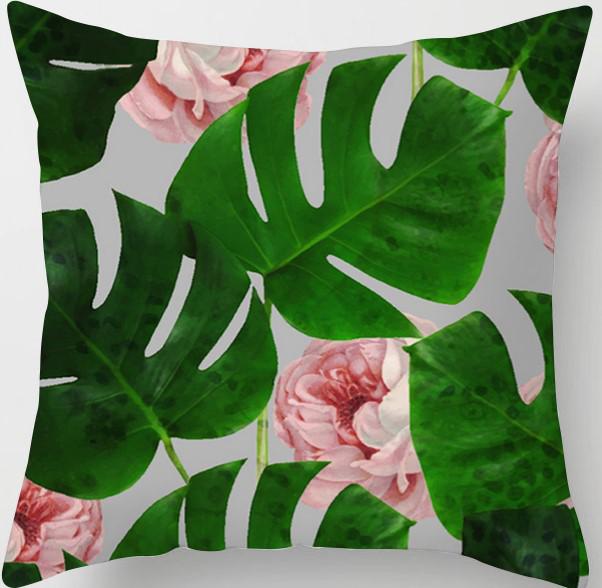 New Tropical Plant Fashionable Leaves Rainforest Pillow Case Cushion Cover Peach Leather Velvet Digital