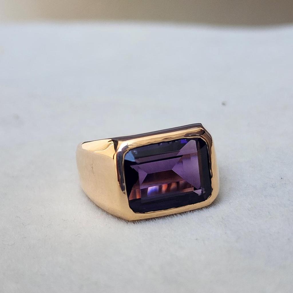 Lilla Ametyst 925 Sterlingsølv Rosegullfylt Ring Smykker, Signet Lilla Ametyst Ring Smykker