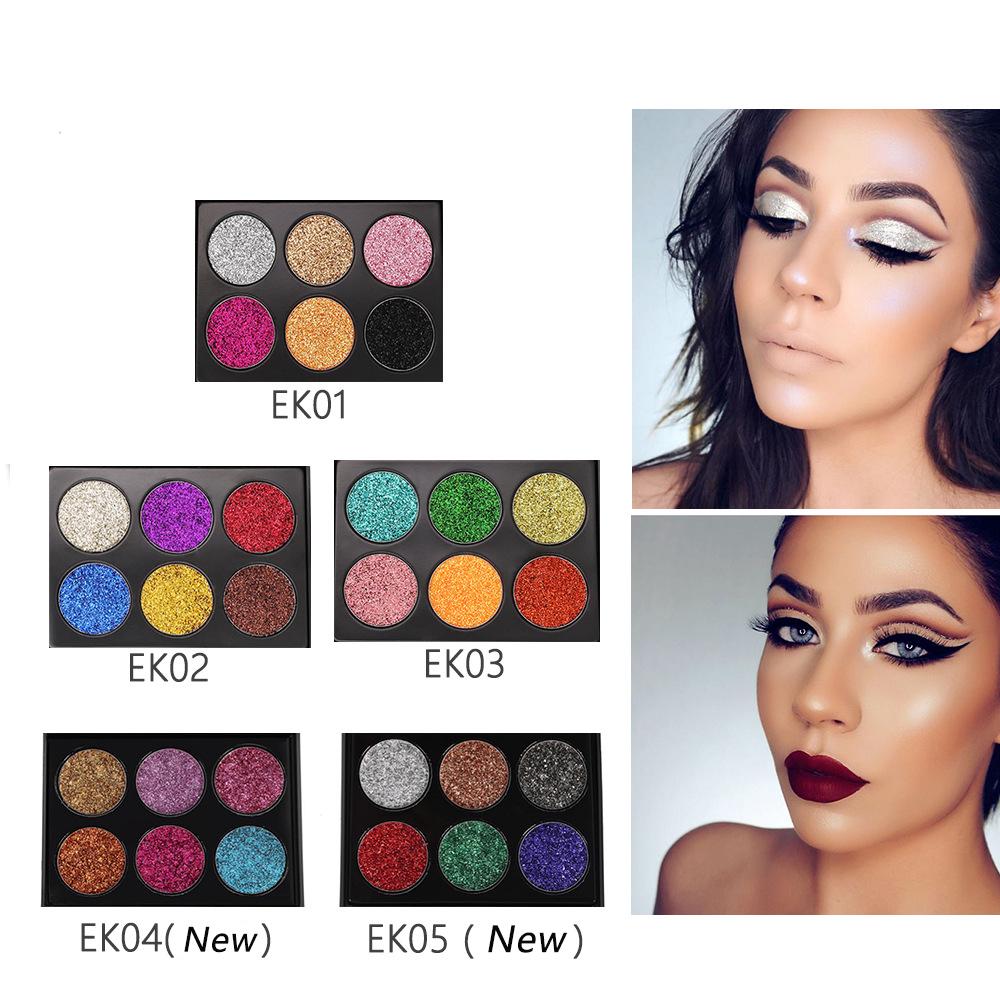 6 Colors Diamond Glitter Eye Shadow Sequin Eyeshadow Palette Makeup Palettes