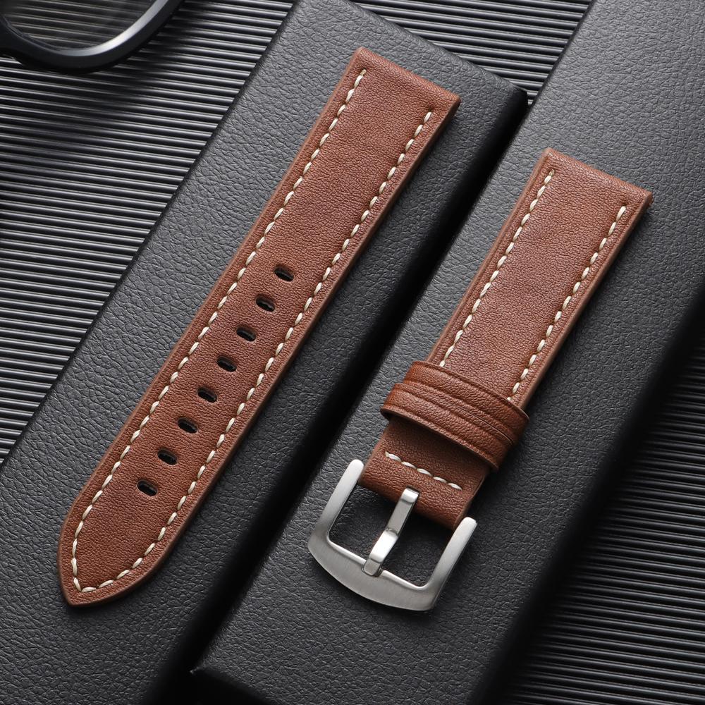 Vintage Brown Wristband Universal Genuine Leather Strap 22mm for Huawei Watch GT5 GT4 GT3 Women Men Business Watch Band Bracelet